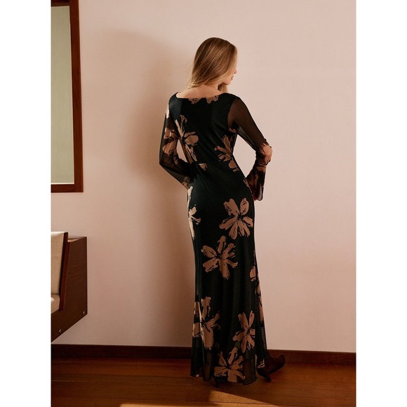 Commense Boheme Printed Cowl Neck Floral Dress black size M - Picture 5 of 9